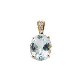  Pendentif Or jaune serti d une Aigue marine ovale 10x8mm (2,5 carats) 3 diamants pour un poids total 0,035 carat Dimensio...
