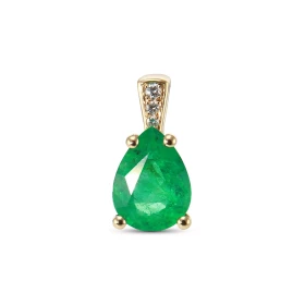  Pendentif Or Jaune 750 serti d une émeraude poire 10x7mm diamants Bélière sertie 3 diamants Dimensions du pendentif (béli...