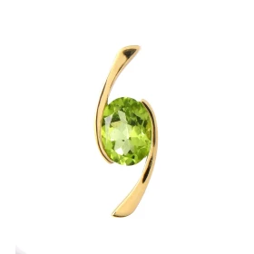  Pendentif Or jaune serti d un Péridot ovale 8x6mm (1,20 carats) Dimensions du pendentif : 20x8mm 