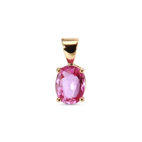  Pendentif Or Jaune 750 serti d un Saphir rose ovale 8x6mm Saphir qualité AAA Serti à 4 griffes Dimensions du pendentif (b...