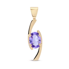  Pendentif or Jaune serti d une Tanzanite ovale 7 x 5 mm (0,75 carat) Dimensions du pendentif : 23 x 6 mm 
