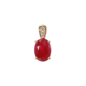  Pendentif Or Jaune 750 Rubis Diamant Rubis ovale 8x6mm (1,4 carat) 3 diamants Poids total diamant : 0,03 carat Dimensions...