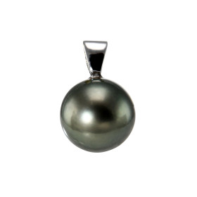  Pendentif Perle culture Tahiti 9.5mm montée sur Or Blanc 750 Perle culture 9.5mm diamètre Dimensions du pendentif (bélièr...