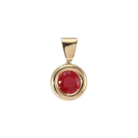  Pendentif Pneu Or Jaune 750 Rubis Rond Pendentif Or Jaune 750 serti d un Rubis rond 4.8mm diamètre (0,6 carat) Dimensions...