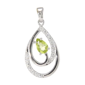 Pendentif Poire Argent 925 Rhodié Péridot Poire Oxydes Pendentif forme poire serti 16 oxydes 1mm La pierre centrale est ég...