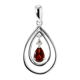  Pendentif Poire Or blanc 375 Grenat Diamant Monture Or blanc 375 (9 carats) forme poire Un grenat taille poire 6x4mm (0.3...