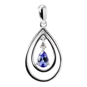 Pendentif Poire Or blanc 375 Tanzanite Diamant Monture Or 375 (9 carats) forme poire Tanzanite taille poire 6x4mm (0.35 c...