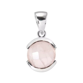 Pendentif Argent 925 Quartz rose serti d une pierre 12mm Hauteur bélière : 2,5cm