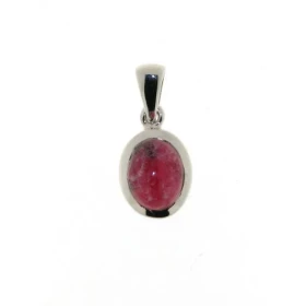 Pendentif Argent 925 Rhodonite serti d une pierre 9x7mm Hauteur bélière : 20mm