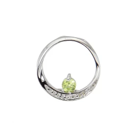 Pendentif Rond Or blanc 375 Péridot 3mm Monture Or blanc 375 (9 carats) sertie d une pierre ronde 3mm (0.10 carat) Diamètr...