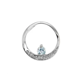 Pendentif Rond Or blanc 375 Topaze Bleue 3mm Monture Or blanc 375 (9 carats) sertie d une pierre ronde 3mm (0.10 carat) Di...