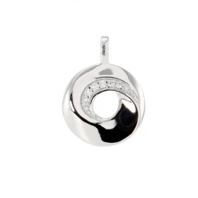Pendentif Spirale Or Blanc 750 Diamant Pendentif serti 6 diamants 0.005 carat Poids total diamant : 0,03 carat Qualité Dia...