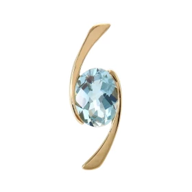 Pendentif Or Jaune serti d une Topaze Bleue ovale 8x6mm (1,40 carat) Dimensions du pendentif (bélière incluse) : 20 x 7 mm 