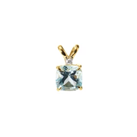  Pendentif Topaze Bleue Traitée Or Jaune 750 Un modèle discret à fois étincelant La Topaze 5x5mm taillée coussin est accom...