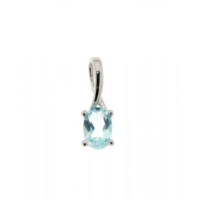  Pendentif Topaze Bleue Traitée Or Blanc 375 Jolie monture bélière croisée La pierre forme ovale mesure 6x4mm Elle est mai...