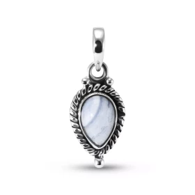Pendentif Vintage Argent 925 Calcédoine Poire 9x6mm Cabochon Pendentif Argent 925 Calcédoine Ce pendentif est serti d une ...