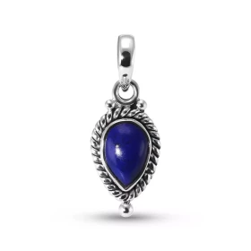 Pendentif Vintage Argent 925 Lapis Lazuli Poire 9x6mm Cabochon Pendentif Argent 925 Lapis Lazuli Ce pendentif est serti d ...