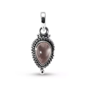 Pendentif Vintage Argent 925 Quartz Rose Poire 9x6mm Cabochon Pendentif Argent 925 Quartz Rose Ce pendentif est serti d un...