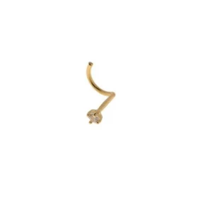 Piercing pour le nez Or Jaune 750/1000 serti d un Oxyde zirconium rond 2mm diamètre
