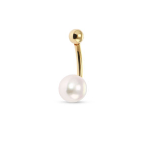  Piercing pour nombril Or 750 Perle culture Akoya 7mm Perle culture qualité AAA Diamètre tige : 1.7mm Longueur tige : 0.9c...