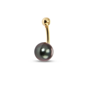  Piercing pour nombril Or 750 Perle culture Tahiti 8.5mm Perle qualité AAA Diamètre tige : 1.7mm Longueur tige : 0.9cm Dia...