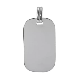 Plaque argent rectangulaire à graver Dimension plaque : 21x36mm Dimension (bélière incluse) :21x42mm Epaisseur : 0,6mm