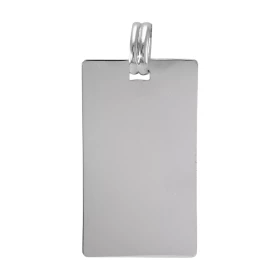 Plaque argent rectangulaire à graver Dimension plaque : 22x40mm Dimension (bélière incluse) :22x46mm Epaisseur : 0,5mm