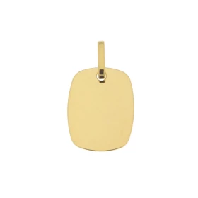  Plaque à graver Or Jaune 375 Plaque forme tonneau 15x12mm Dimensions du pendentif (belière incluse) : 21x12mm 