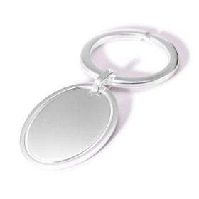 Porte-clé argent composé d une paque ovale 35x25mm une rainure sur le tour Anneau 31mm diamètre