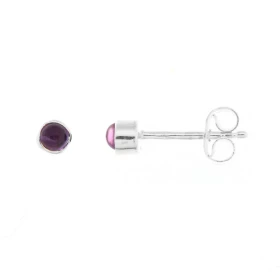 Puces d oreilles Argent Améthyste Ces boucles d oreilles sont serties petites pierres rondes taillées cabochon Le diamètre...
