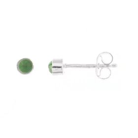 Puces d oreilles Argent Aventurine Ces boucles d oreilles sont serties petites pierres rondes taillées cabochon Le diamètr...