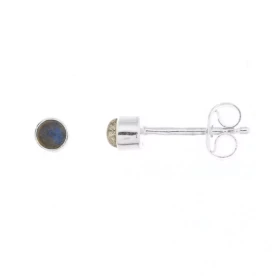Puces d oreilles Argent Labradorite Ces boucles d oreilles sont serties petites pierres rondes taillées cabochon Le diamèt...