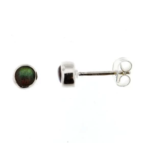 Puces d oreilles Argent Labradorite Ces boucles d oreilles sont serties pierres rondes taillées cabochon Le diamètre des p...