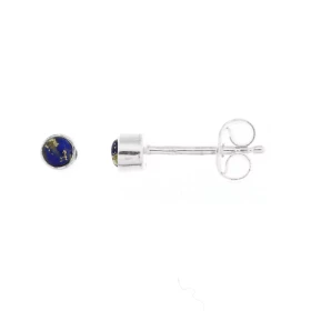 Puces d oreilles Argent Lapis Lazuli Ces boucles d oreilles sont serties petites pierres rondes taillées cabochon Le diamè...