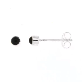 Puces d oreilles Argent Onyx Ces boucles d oreilles sont serties petites pierres rondes taillées cabochon Le diamètre des ...