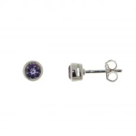 Boucles d oreilles Argent 925 Améthyste serties pierres 4,5mm