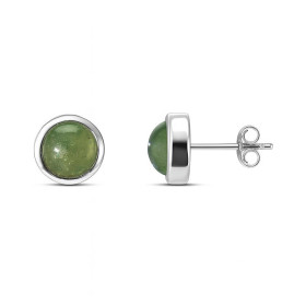 Boucles d oreilles Argent 925 Aventurine serties pierres rondes taille cabochon 6mm diamètre 