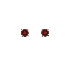  Boucles d oreilles style puces d oreilles serties Grenats ronds Les pierres sont taillées à facettes Elles mesurent 4mm d...