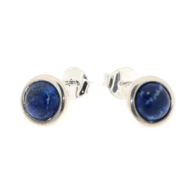  Boucles d oreilles Argent 925 Lapis lazuli serties pierres 7mm diam&egrave;tre Diam&egrave;tre du motif : 9,5mm 