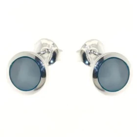Boucles d oreilles Argent 925 Nacre serties pierres 7mm diamètre Diamètre du motif : 9,5mm 