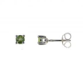 Boucles d oreilles style puces d oreilles serties Péridots ronds Les pierres sont taillés à facettes Elles mesurent 4mm di...