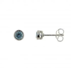 Boucles d oreilles Argent 925 Topaze Bleue serties pierres 4,5mm