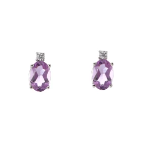 Puces d oreilles Or Blanc 750 Améthyste Ovale 6x4mm Oxyde zirconium Chaque boucle est sertie d une pierre ovale mesurant 6...