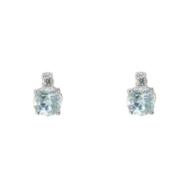  Puces d oreilles Or Blanc 750 Topaze bleue traitée Ronde 4mm Oxyde zirconium Chaque boucle est sertie d une Topaze bleue ...