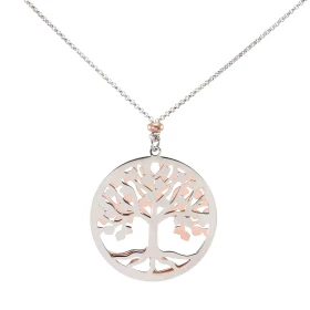 Sautoir argent rhodié composé d un arbre vie une face argent une face argent flashé or rose dans un cerle 30mm diamètre Ch...