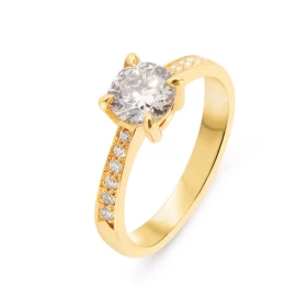  Solitaire Diamant 1 Carat Or Jaune 750 Solitaire Or Jaune 750 serti d un Diamant central 1.03 carat (Couleur M - Pureté S...