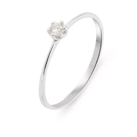 Solitaire Or Blanc 750 Diamant 0.10 carat Pierre ronde 2.9mm diamètre Poids Diamant : 0,10 carat - Couleur : H - Pureté : ...