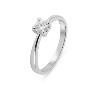  Solitaire Or Blanc 750 Diamant Pierre ronde 4.3mm diamètre Serti à 4 griffes 