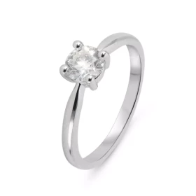  Solitaire Or Blanc 750 Diamant 0.60 carat Pierre ronde 5.4mm diamètre Poids Diamant : 0,64 carat - Couleur : L - Pureté :...