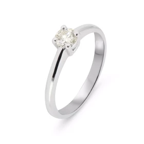  Solitaire Or Blanc 750 Diamant 0.36 carat Pierre ronde 4.8mm diamètre (0,36 carat) Diamant Couleur M Pureté Vs1 Serti à g...